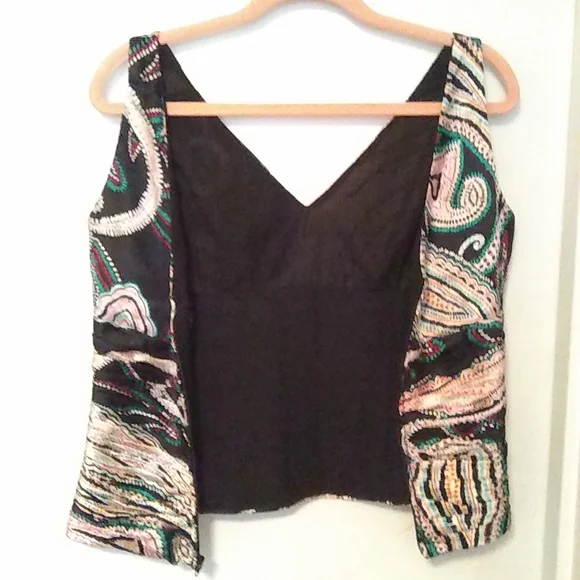 ADRIANNA PAPELL Boutique night Silk Top 10 - Picture 4 of 6